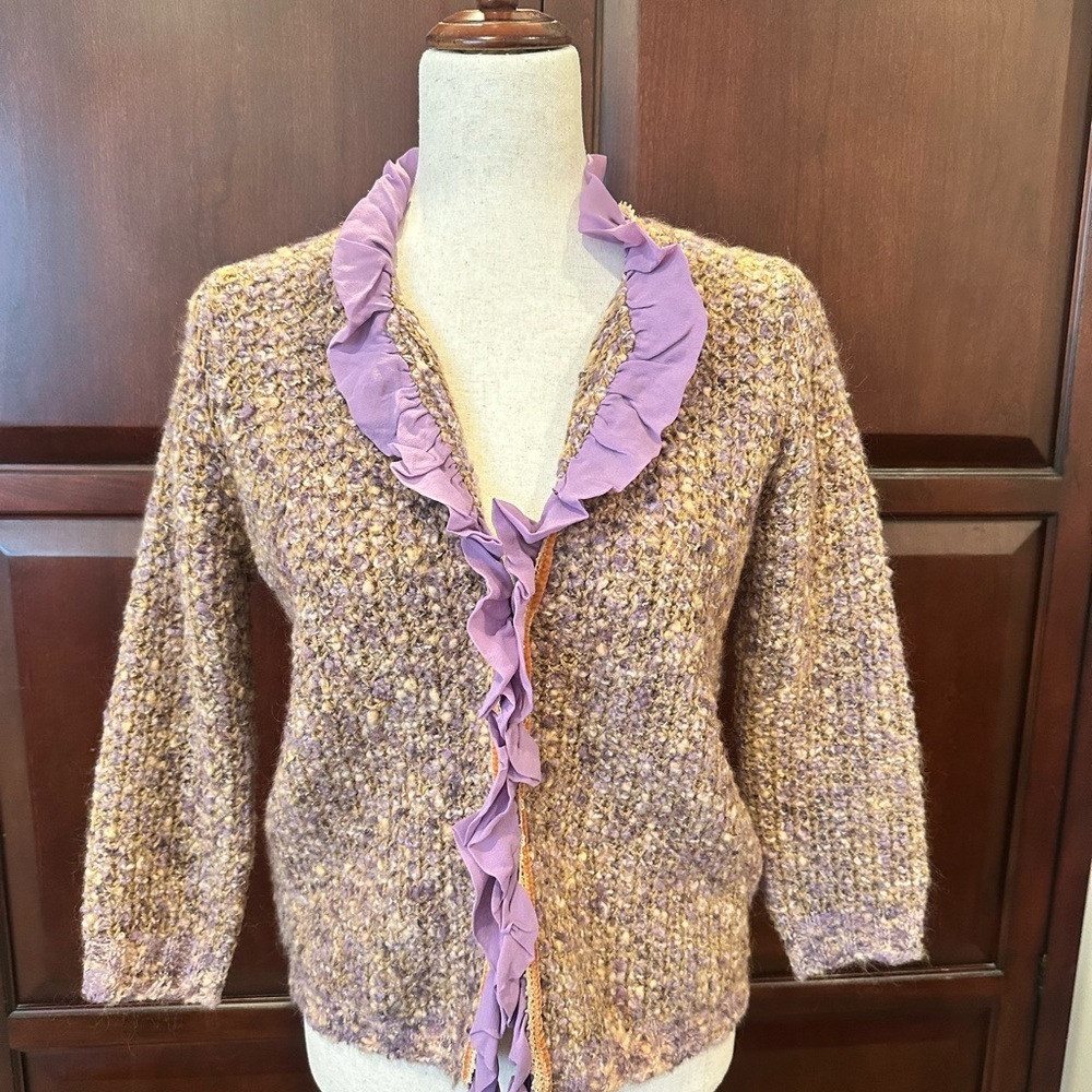 Valentino Garavani Vintage Ruffle Trim Wool Women’s Sweater